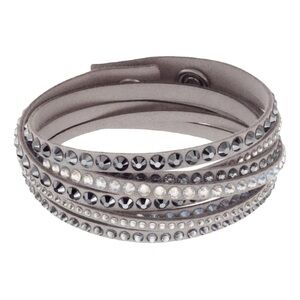 Swarovski Slake Double Wrap Bracelet with multi- row crystals in grey/silver NEW
